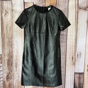 Weekend Max Mara Dress Mixed Media Leather Modal Sheath Quiet Luxury Black US 4